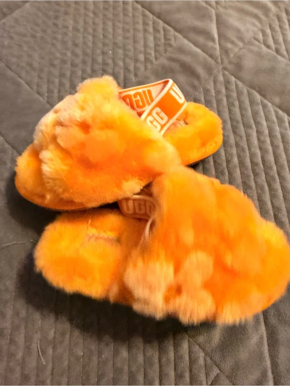 UGG Toddler Plush Orange Fuzz Slippers